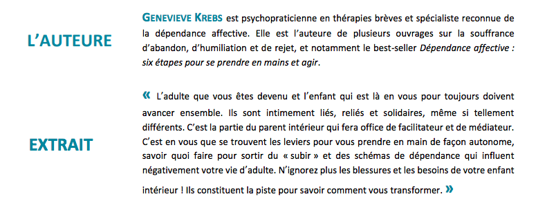 Livre L'enfant intérieur blessé - Geneviève Krebs